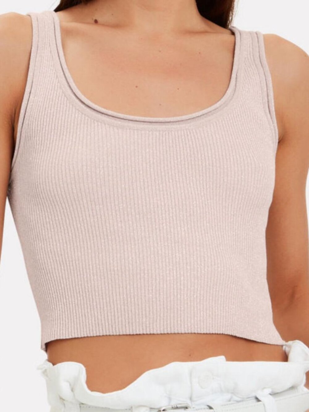 3.1 Philip Lim Ribbed Shimmer Tank Top - Light Dusty Pink